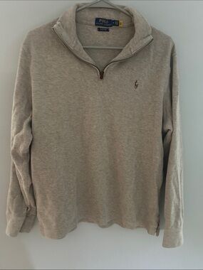 Ralph Lauren Beige Estate Rib 1/4 Zip Pullover